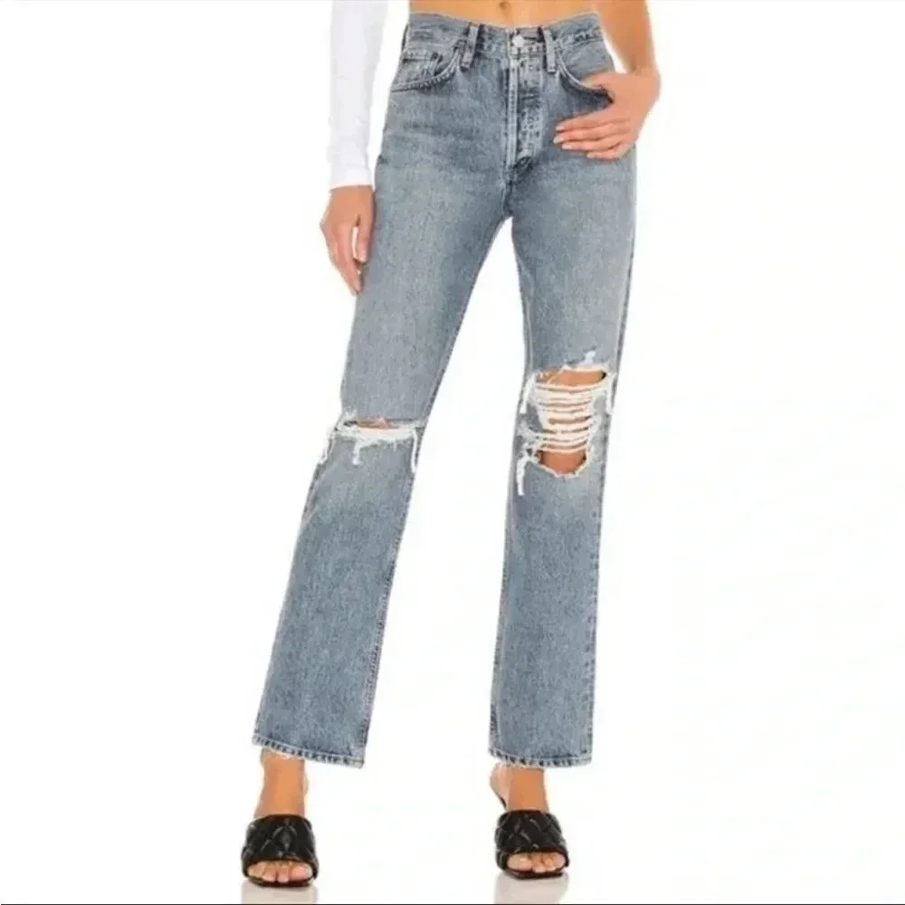 AGOLDE Lana Vintage Straight Leg Jeans in Wash Backdrop